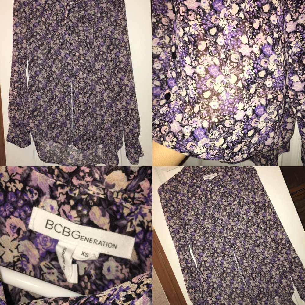 Floral Button up Sheer Blouse by BCBGeneration